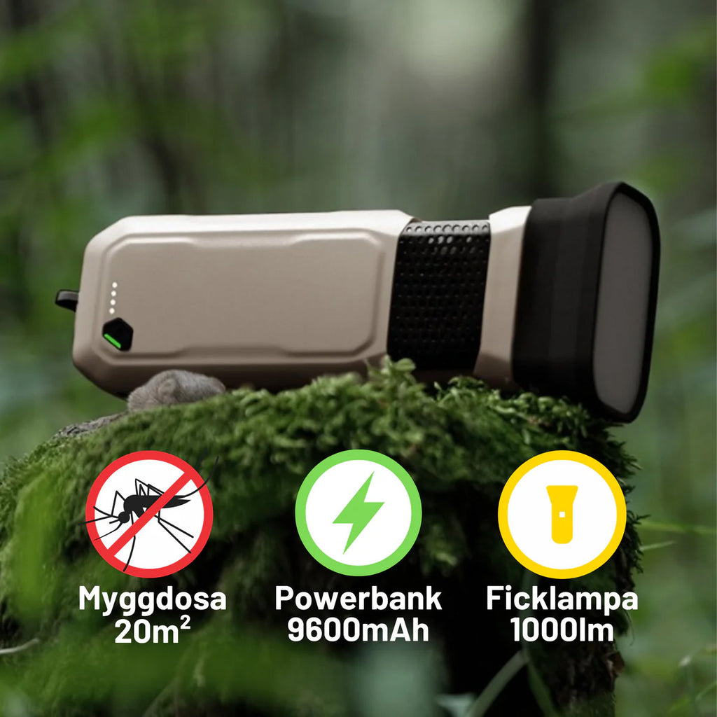 3-i-1 Kriseboks med Powerbank, Lommelykt og Myggavviser